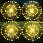 JJGoo Solar Firework Lights, 4 Pack 120 LEDs 2 Lighting Modes Solar Garden by JJGoo