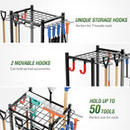 Garden Tool Organizer Rack Up to 50 Tools, Heavy-Duty Steel Yard Tool Organizer - Image 4