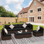 NICESOUL 8 Seater Modern Outdoor Seating Group, Plus Size Big Wicker Patio by NICESOUL