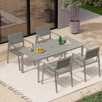 67" Rectangle HDPS Patio Dining Table, Aluminum Outdoor Patio Dining Table - Image 2