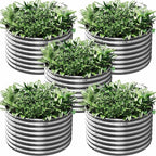 5 Pack 2x2FT Round Corrugated Galvanized Steel Raised Garden Bed Outdoor by CATMANOR