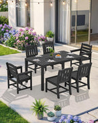 SERWALL 9-Piece Outdoor Dining Set, All Weather HDPE Outdoor Furniture Set - Image 9