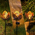 Solar Lights Outdoor Garden Decor, LED Lotus Flower Lamp, Metal Tulip Solar - Image 6