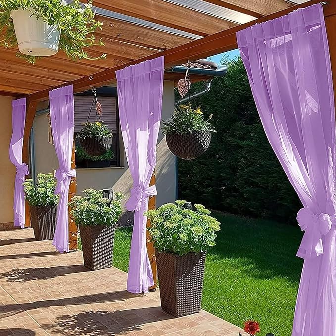 SpaceDresser Waterproof Outdoor Sheer Curtains - Image 4