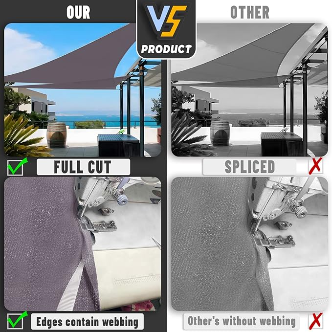 LOVE STORY Custom Size 13'x13'x13' Dark Grey Sun Shade Sail Triangle Sunhsade - Image 7