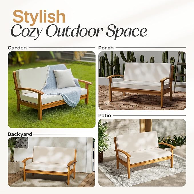 IDZO Laurent 800lbs Capacity Acacia Outdoor Loveseat, FSC Certified 2 Seater - Image 7