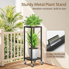 LASZOLA 2 Tier Black Metal Plant Stand Indoor Outdoor - Image 5
