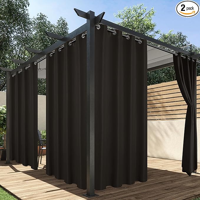 HolidayIdeas Outdoor Curtains for Patio Waterproof, 2 Panels by HolidayIdeas