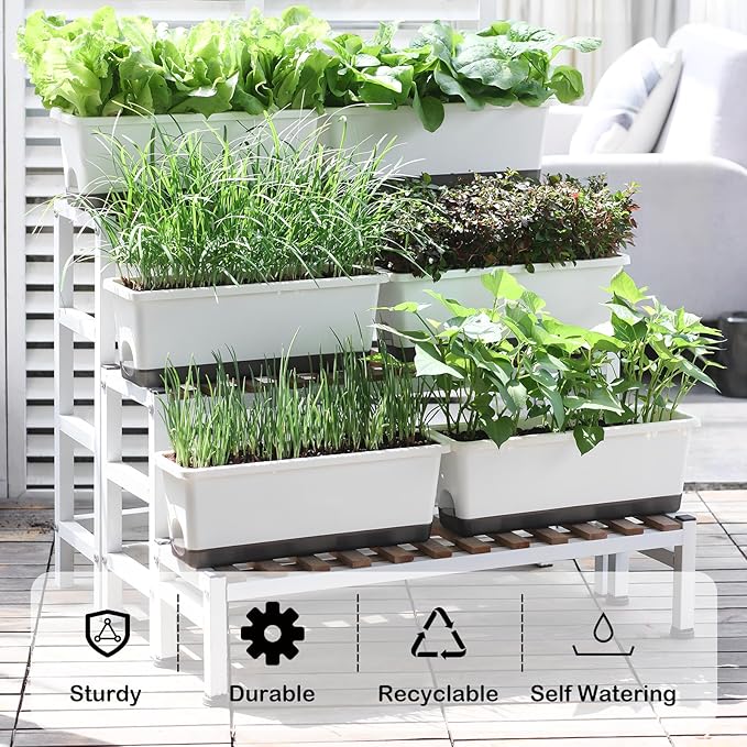 Window Box Planter 4 Packs, 17 Inches Rectangle Flower Pots - Image 5