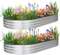 JERIA 2 Pcs 8×4×1ft Oval Raised Garden Bed, Galvanized Raised Garden Bed Kit by JERIA