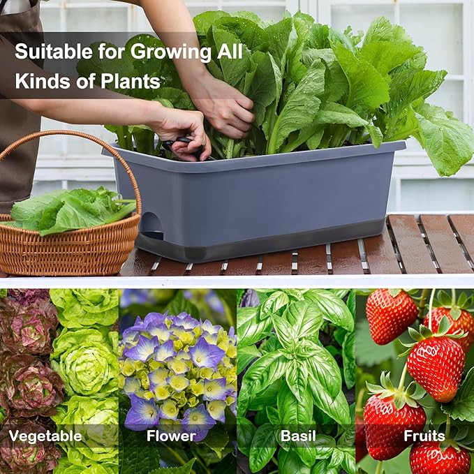 Window Box Planter 8 Pcs, 17 Inches Rectangle Flower Pots - Image 5