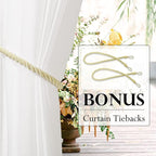 RYB HOME Sheer Curtains for Patio Outdoor, Linen Textured White Panel Grommet - Image 2