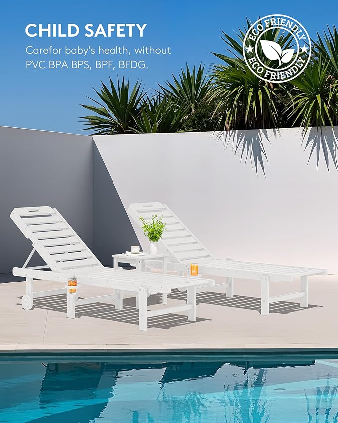 SERWALL Outdoor Chaise Lounge Set of 6, HDPE Pool Lounge Chair - Image 8