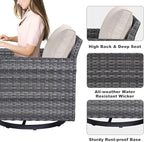 Belord Wicker Chairs Outdoor Bistro Set Oversize Patio Swivel Rocker, Rattan - Image 4