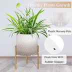ARNIS Plants Pots with Stand, Unique Mid Century Decorative Metal Flower Pots - Image 4