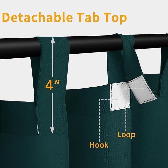 Easy-Going Outdoor Patio Curtains Detachable Tab Top Windproof Weatherproof - Image 2