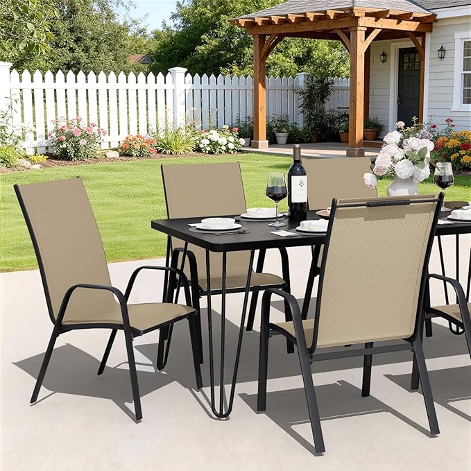 JEAREY Patio Dining Chairs Set of 4, Outdoor Stackable Dining Furniture Set - Image 4