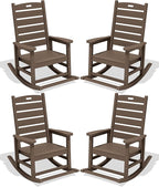 SERWALL Outdoor Rocking Chair Set of 4, Oversized HDPE Patio Rocking Chair by SERWALL