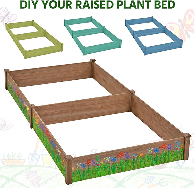 Yaheetech 8×4ft Wooden Horticulture Raised Garden Bed Divisible Elevated - Image 5