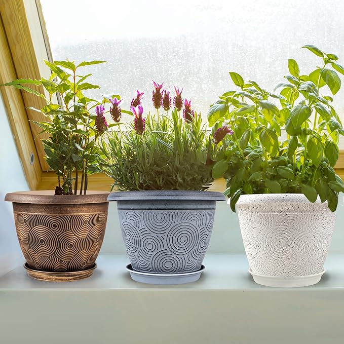 6 Inch Flower Pots Planters for Indoor Outdoor Plants, 6 Pack Plastic Small - Image 5