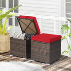 RELAX4LIFE Wicker Outdoor Storage Ottoman, 2-Piece Rattan Footstool w/Removable - Image 9