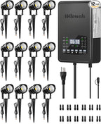 12 Pack Landscape Lights with 2 Zone 300W Low Voltage Transformer, 3000K 12V by Wilawels