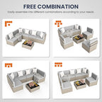 Pamapic 7-Piece Outdoor Sectional Furniture Set, All-Weather Wicker Patio Sofa - Image 6