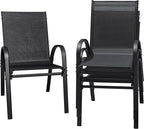 Flamaker Patio Chairs Stackable Dining Chairs Set of 4 Metal and Teslin Outdoor by Flamaker