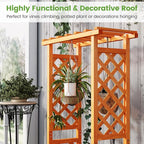 Giantex Raised Garden Bed with 2-Sided Trellis & Hanging Roof, Fir Wood Planter - Image 7
