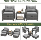 LHBcraft Outdoor Furniture 5 Piece Patio Conversation Set, PE Rattan Patio Set - Image 5