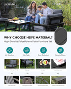 SERWALL HDPE Patio Conversation Set, 6-piece Sectional Outdoor Furniture Set - Image 3