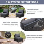 Jing's Villa 5-Piece Patio Furniture Set, All-Weather Outdoor Wicker Sectional - Image 7