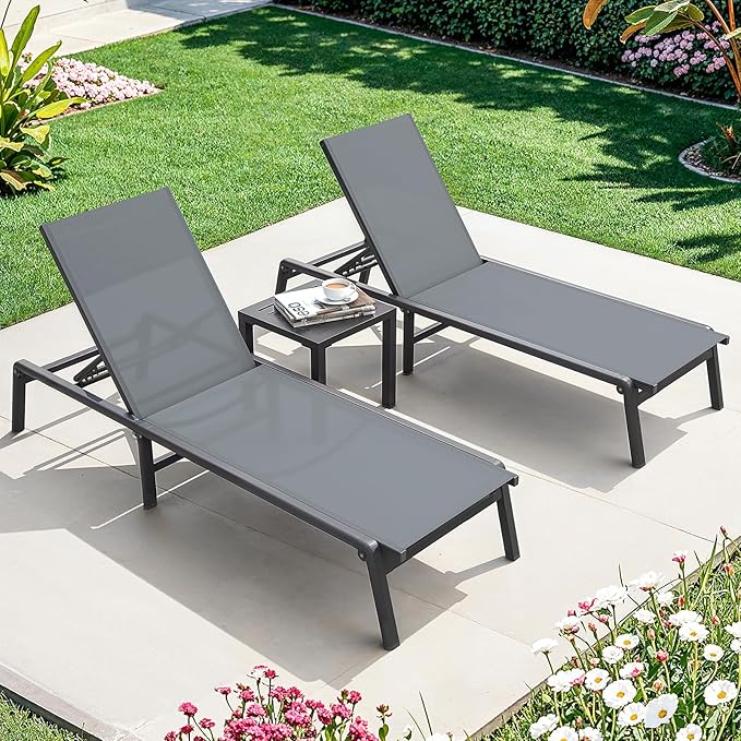 ONBRILL Aluminum Chaise Lounge Chair Outdoor, Foldable & Assembly Free Outdoor - Image 8