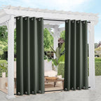 NICETOWN 2 Panels Greyish Green Blackout Bottom Weighted Outdoor Curtains by NICETOWN
