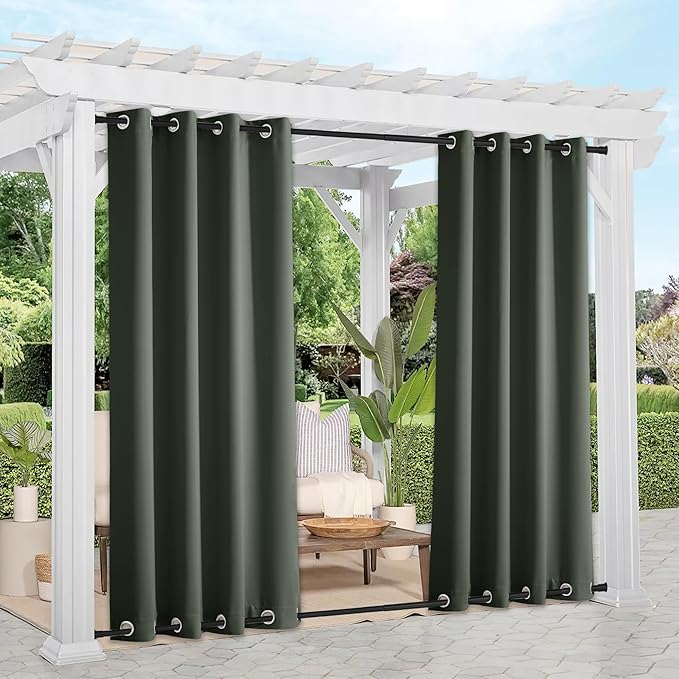 NICETOWN 2 Panels Long Outdoor Curtains Waterproof 108 inch Length by NICETOWN