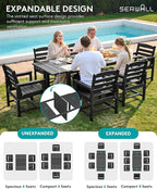SERWALL 7-Piece Patio Dining Sets, All Weather HDPE Outdoor Furniture Set - Image 4