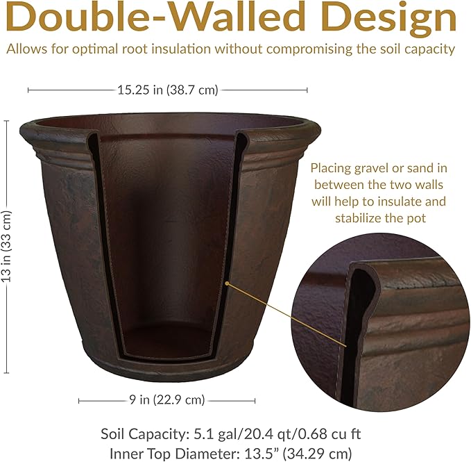 Sunnydaze 15.25-Inch Anjelica Large Plastic Pot - Image 6