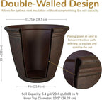 Sunnydaze 15.25-Inch Anjelica Large Plastic Pot - Image 6