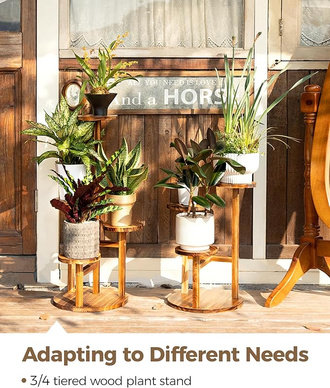 Bamworld Plant Stand Indoor Plant Shelf 4 Tier Wood Plant Stand - Image 7