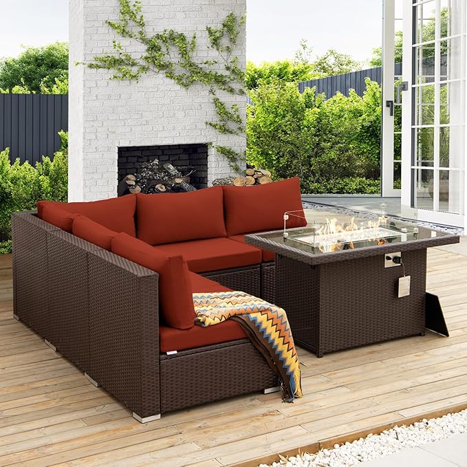 NICESOUL 6 Piece L-Shaped Modern Outdoor Furniture Set - Image 3
