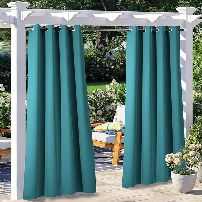 NICETOWN 2 Panels Peacock Teal Outdoor Curtains by NICETOWN