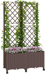 Outsunny Planter Box with Trellis, Self Watering Raised Garden Bed with by Outsunny