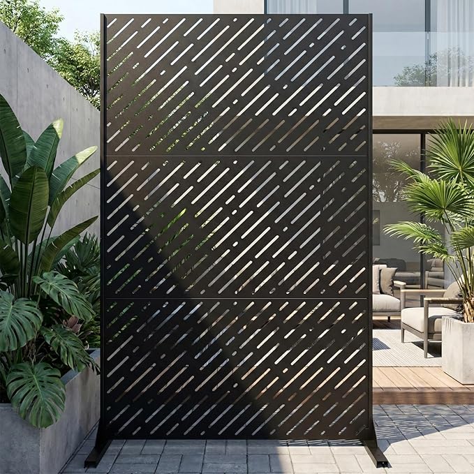 Metal Privacy Screen Outdoor 72x44in – Rustproof Steel Decorative Fence Panel by Unknown
