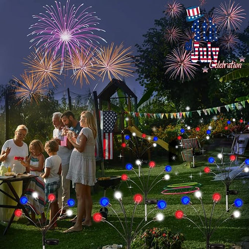 4th of July Decorations, 6 Pack Solar Firefly Lights Outdoor, 36 LED Waterproof - Image 2