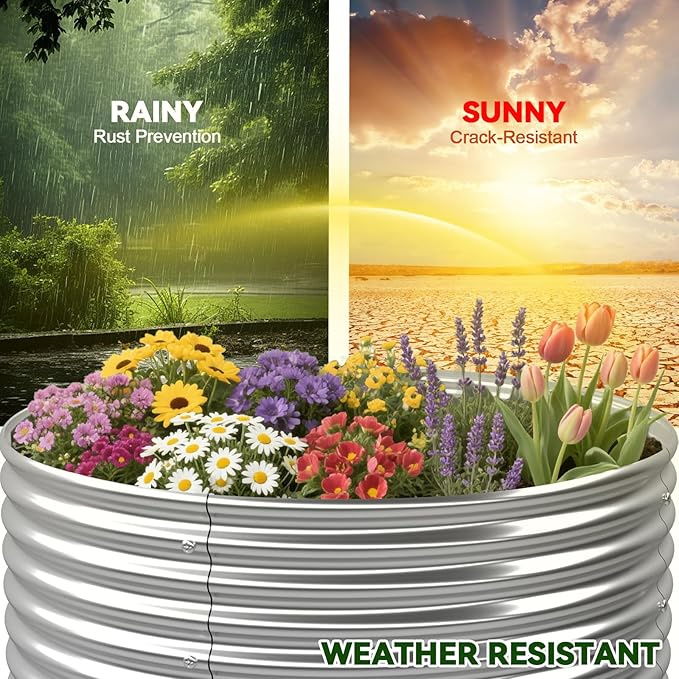 4 Pack 2x2FT Round Raised Beds for Gardening, Corrugated Galvanized Steel - Image 6