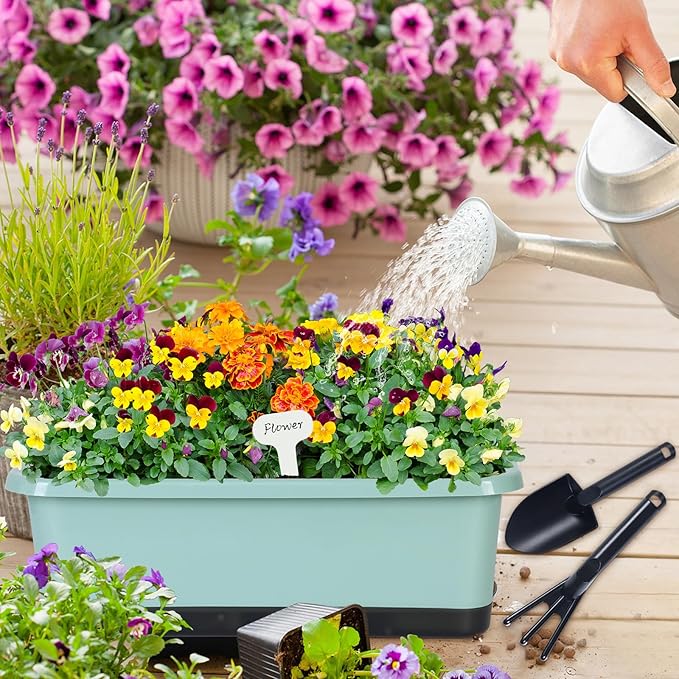 Window Box Planter 6 Pcs, 18 Inches Rectangle Flower Pots - Image 7