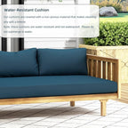 Merax Solid Acacia Wood Couch Chaise Lounge Chair Indoor, 3 Seater Daybed Sofa - Image 7
