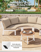 Outdoor Patio Furniture Set, 7 Piece Aluminum Curved Outdoor Sectional Sofas - Image 6