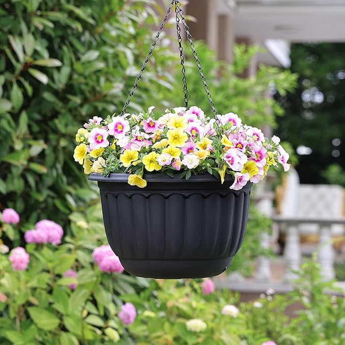 YIKUSH Planters for Outdoor Plants 2 Pack Black Plant Pots - Image 9
