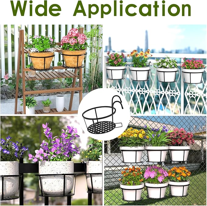 CADANI Iron Hanging Plant Holder Over The Rail Metal Fence Planters, Hanging - Image 6